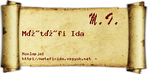 Mátéfi Ida névjegykártya