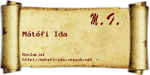 Mátéfi Ida névjegykártya